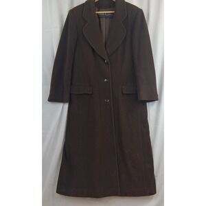 ANNE KLEIN II Women's Brown Wool Angora Blend Long Overcoat Size 12